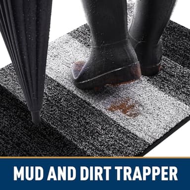 Smiry Dog Door Mat for Muddy Paws, Absorbs Moisture and Dirt, Low-Profile Entryway Mat with Non-Slip Backing, Entry Indoor Outdoor Doormat for Inside Floor (30x20 Inches, Black) - Image 2