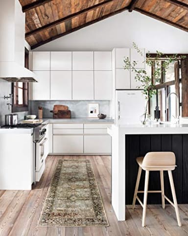 Loloi Layla Collection LAY-03 Olive/Charcoal 7'-6" x 9'-6" .13" Thick Area Rug, Soft, Durable, Vintage Inspired, Distressed, Low Pile, Non-Shedding, Easy Clean, Printed, Living Room Rug - Image 12