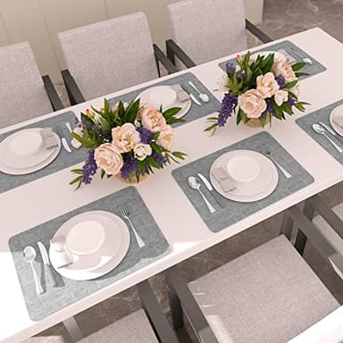 Maxpearl Faux Leather Placemats Set of 6 - Waterproof - Wipe Clean - Heat Resistant - Anti Slip Dining Table Place Mats, Suitable for Indoor & Outdoor Use, 17’’×12’’, Grey - Image 9