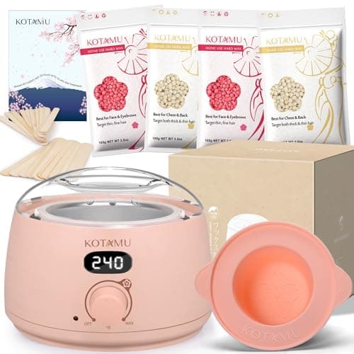 KOTAMU Wax Kit Pink Digital Hair Removal Waxing Kit for Women & Men Hot Wax Warmer Pot for Face, Eyebrow, Body, Brazilian, Bikini, Sensitive Skin Waxing Machine with 25 Accessories for Home Salon - Image 1