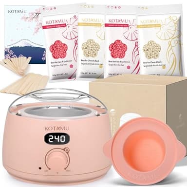 KOTAMU Wax Kit Pink Digital Hair Removal Waxing Kit for Women & Men Hot Wax Warmer Pot for Face, Eyebrow, Body, Brazilian, Bikini, Sensitive Skin Waxing Machine with 25 Accessories for Home Salon - Image 1