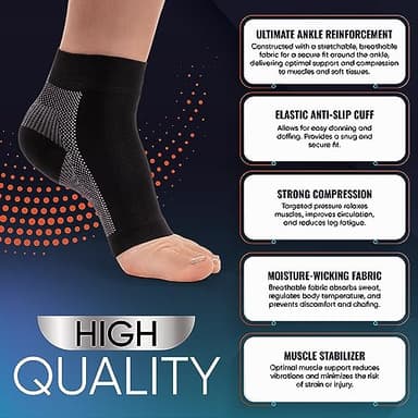 PhysFlex Compression Socks for Plantar Fasciitis, Achilles Tendonitis Relief - (1 Pair) Ankle Compression Sleeve for Heel Spurs, Foot Swelling & Fatigue - Arch Support Brace for Everyday Use - Image 7
