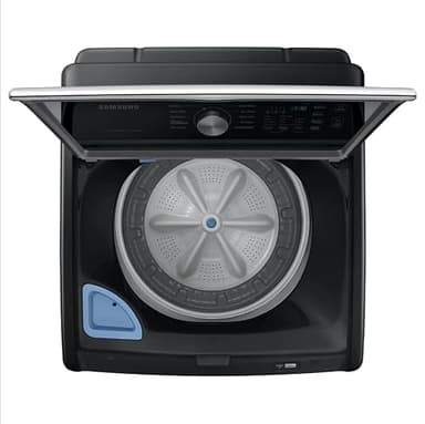 Samsung Smart 4.7 Cu Ft Top Load Washer & 7.4 Cu Ft Electric Dryer, Sensor Stops Overdrying, Low Vibration Quiet Wash, WaterJet w/Power Cords, Hoses, Vent Duct, 1 Year CPS Protection Bundle (Black) - Image 8