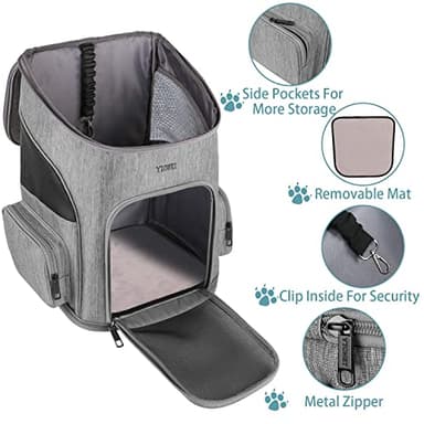 Ytonet Dog Backpack Carrier, Pet Carrier Bag with Mesh for Small Dogs Cats Puppies, Comfort Cat Backpack Bag for Hiking Travel Camping Outdoor Hold Pets Up to 18 Lbs, Grey - Image 4