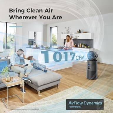 AROEVE Air Purifiers Fan for Home Large Room With 2-In-1 Air Circulator Fan System And Smart WIFI Cover 1980 Sq.Ft Oscillating Air Purifier With Washable Filter For Indoor Whole Home, MK08W-Space Gray - Image 2