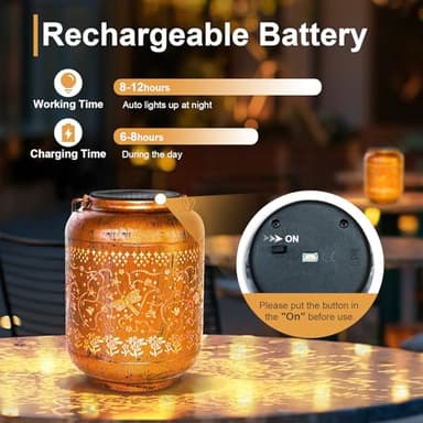 Dragonfly Solar Lanterns Outdoor Waterproof Dragonfly Birthday Gifts for for Women Mom Grandma, Hanging Solar Lights Garden Decoration Outside for Yard, Patio,Pathway Landscape - Image 4