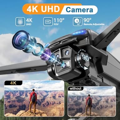 X-shop 4K GPS Drone with Camera for Adults, Brushless Motor, 4.5" HD Screen Remote with 2 Batteries 60 Min Flight, with SD Card, Foldable Quadcopter Under 249g, Auto Return, Follow Me, 3 Speed Mode - Image 3