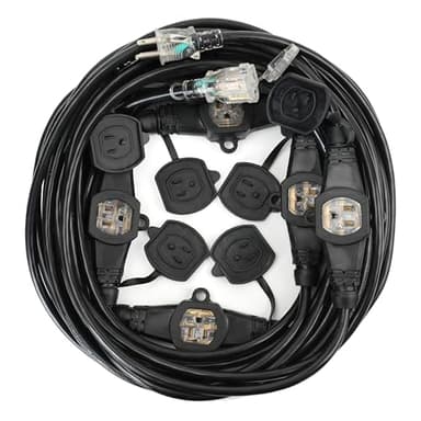 50FT 14 Gauge Indoor/Outdoor Power Extension Cord,5-15R LED Indicator Cable Male Plug to Female Connector Cord Splitter Seven Outlet Cable with UL Listed - Image 1