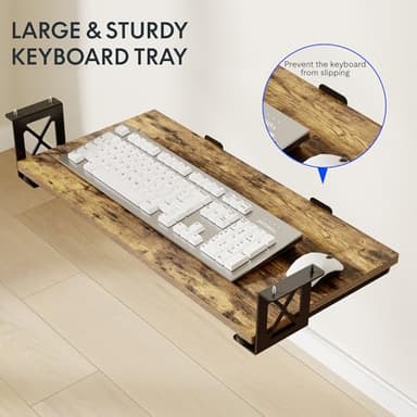 FLEXISPOT Standing Desk with Keyboard Tray, 55" x 24" Electric Adjustable Height Computer Workstation Desk, Home Office Standing Desk (Black Frame+ Rustic Top) - Image 4