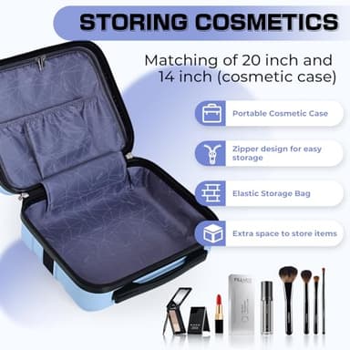 AnyZip Carry On Luggage 2PCS Luggage Set PC ABS Hardshell Lightweight Suitcase TSA Lock with 4 Spinner Wheels(14/20, Light Blue) - Image 5