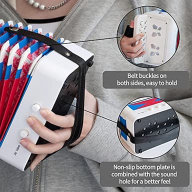 MUSICUBE Kids Accordion Instrument Toys 10 Keys Button Small Accordion for Boys & Girls Educational Musical Instrument Toys Christmas Gift Choice (WHITE) - Image 4