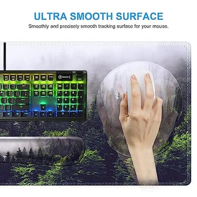 iCasso Desk Mat, Gaming Mouse Pad Wrist Support Set,4in1 XXL Large Mousepad + Keyboard Wrist Rest+Mouse Wrist Rest+Coaster Set with Ergonomic Design for Home Office Table Computer-Forest - Image 5