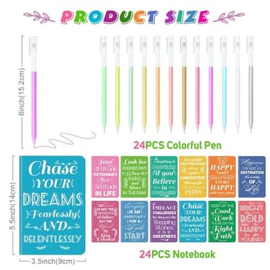 24 Pcs Mini Inspirational Notebooks Bulk with 24 Pcs Colorful Pens, Small Pocket Journal Notepads Set, Motivational Bulk Gifts for Women Men Teacher Student Kids, Fun Mother's Day Gift B,3.5"x5.5" - Image 2
