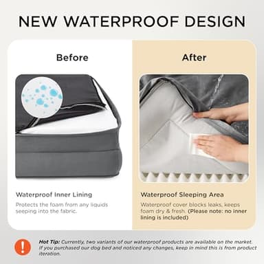 Bedsure XXL Orthopedic Dog Bed for Extra Large Dogs - Washable Giant Dog Cat Bed Waterproof, Comfort Dogs Couch Sofa with Washable Removable Cover, Pet Bed with Nonskid Bottom, Grey, 52" - Image 4