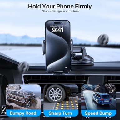 LOTUNY Phone Holders for Your Car, Upgraded Rotatable Base Phone Holder for Car Dashboard Windshield, Universal Cell Phone Holder Automobile Cradle for iPhone Samsung Google and All Smartphones - Image 6