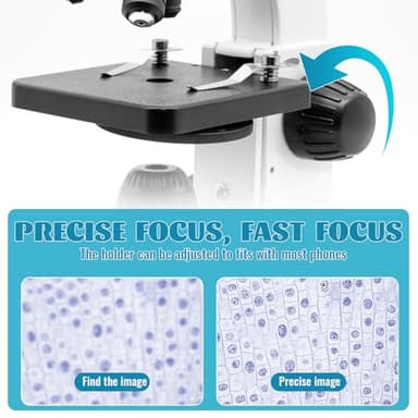 Microscope for Kids Starter Adults 64X-1280X Metal Monocular Microscope for Students School Home Education LED Lights Phone Holder Microscope Kit - Image 4