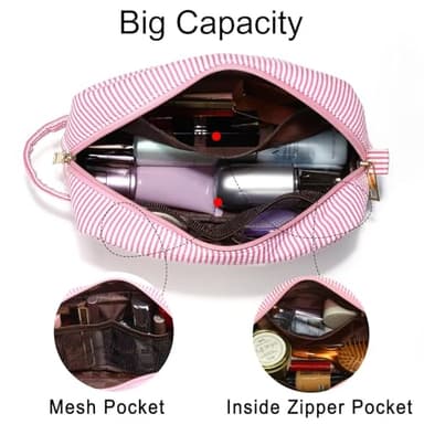 YOOLIFE Makeup Bag for Women - Monogram Cute Initial Pink Makeup Bags Cosmetic Toiletry Pouch Make Up Case for Women Her Best Friend Friendship Sister Teacher, Personalized Birthday Gifts for Women K - Image 4