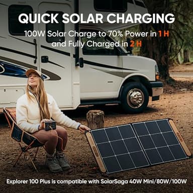 Jackery Explorer 100 Plus Power Station, 99Wh LiFePO4 Battery Power Bank, 3-Port 128W Portable Charger, PD 3.0 Fast Charge, Compatible with MacBook Pro/Air, iPhone 15/14 Series (Solar Panel Optional) - Image 7