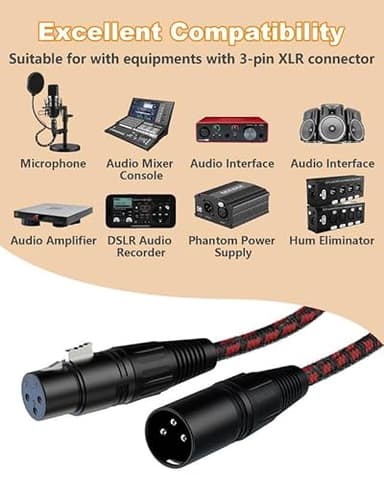 VANDESAIL XLR Cables 2 ft 2 Pack, Premium XLR Male to Female Microphone Patch Cables 3 Pin Mic Cords DMX512 Cable Compatible with Speakers, Mixer, Stage Light - Image 4