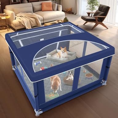 XVISHX 42x42 Inches Puppy Playpen with Cover&Dog Pads, Dog Playpen for Puppies or Small Dogs, Pet Playpen for Indoor & Outdoor, Sturdy Safety Dog Pen with Thickened Fabric - Image 3