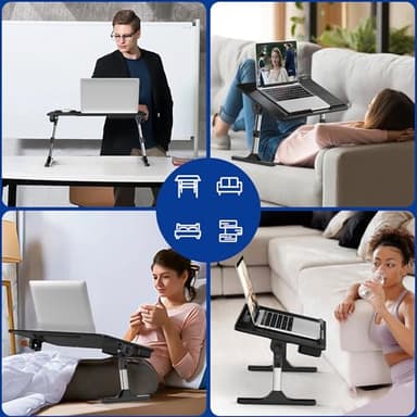 Besign LT05 Adjustable Laptop Table, Lap Desk, Portable Standing Bed Desk, Foldable Sofa Breakfast Tray, Notebook Computer Stand for Reading and Writing, Medium Size, Black - Image 7