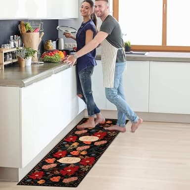 ROTTOGOON Hallway Runner Rug 2'x6' Washable Soft Floral Rug with Rubber Backing Stain Resistant Non-Slip Bohemian Runner Rugs for Hallway Entryway Laundry Room Kitchen Bathroom - Image 9