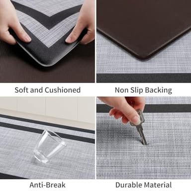 Mattitude Kitchen Mats Set of 2,Cushioned Anti-Fatigue Non-Skid Rug Sets Ergonomic Comfort Standing Mat for Kitchen, Floor, Office, Sink, Laundry, Black and Gray - Image 4