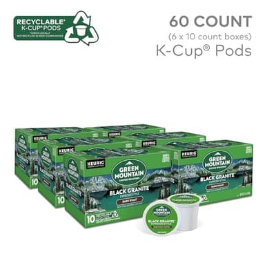 Green Mountain Coffee Roasters Black Granite, Keurig Single Serve K-Cup Pods, Espresso Style Dark Roast, 60 Count (6 Packs of 10) - Image 2