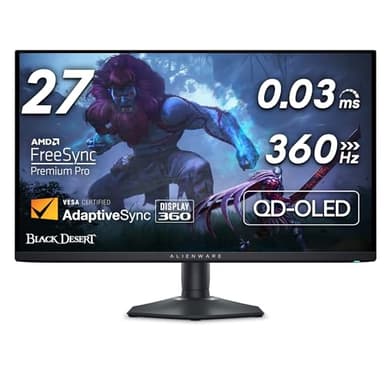 Alienware AW2725DF OLED Gaming Monitor - 26.7-inch Quantom-Dot WQHD (2560x1440) 360Hz 0.03Ms Display, AMD FreeSync Premium Pro, HDMI/DP/USB 3.2 Gen1, Height/Tilt/Swivel/Pivot Adjustability - Black - Image 1