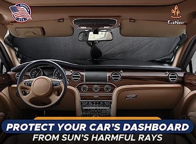 EcoNour Car Front Windshield Sun Shade for Car | SUV Accessories for Maximum Sun and Heat Protection | UV-Blocking Windshield Dash Cover & Sun Visor for Cooler Interior | Large (64 x 34 Inches) - Image 2