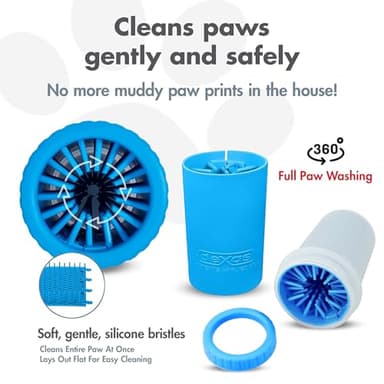 Dexas MudBuster Portable Dog Paw Washer/Paw Cleaner, Medium, Pro Blue - Image 2