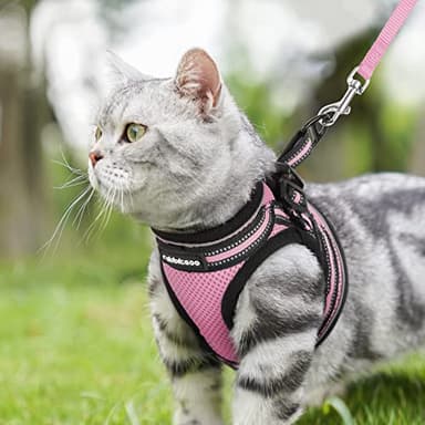 rabbitgoo Cat Harness and Leash Set for Walking Escape Proof, Adjustable Soft Kittens Vest with Reflective Strip for Cats, Comfortable Outdoor Vest, Pink, M - Image 8