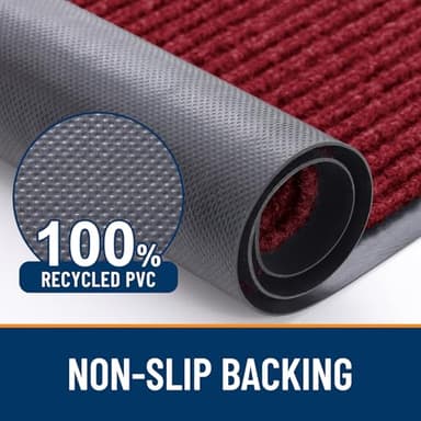 OLANLY Front Door Mat Indoor Outdoor Entrance, Waterproof Heavy Duty Doormat, Fade Resistant, Low Profile, Easy Clean Patio Porch Welcome Floor Mats for Entry, 29.5x17, Wine Red - Image 3