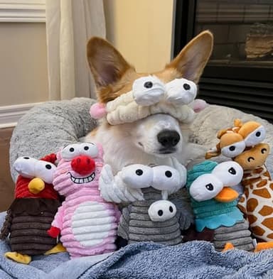 Nocciola 5-Pack Squeaky Dog Toys, Durable Stuffed Critter Zoo Dog Toys with Unique Squeak Sounds to Keep Dogs Busy, Puppy Toys for Small, Medium, and Large Dogs - Image 2