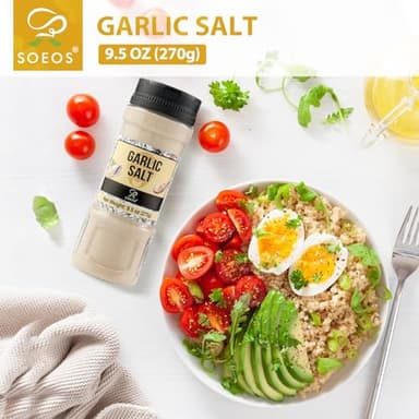 Soeos Garlic Salt 9.5 Ounce(270g), Garlic Salt Seasoning, Non GMO, Gluten Free, Ideal for Adding Flavor to Soups, Breads, Vegetables, Meats and More - Image 3