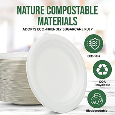 TaidMiao Dessert Plates, 100 Pack Small Paper Plates, Paper Plates 6 Inch – 100% Compostable Plates, Water & Oil Proof Disposable Plates, Microwavable Perfect Paper Plate For Party - White - Image 5