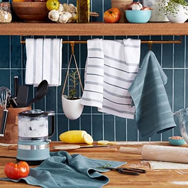 KitchenAid Albany Kitchen Towel 4-Pack Set, Fog Blue/White, 16"x26" - Image 2