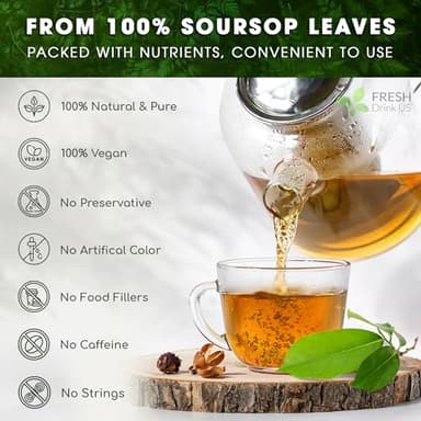 40 Premium Soursop Graviola Leaf Tea Bags, 100% Natural and Pure from Soursop Leaves, Handmade, Made With Natural Materials-Corn Fiber Tea Bag, Sugar/Caffeine/Gluten Free, Hoja Guanabana Tea - Image 9