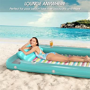Inflatable Tanning Pool Lounger Float - Jasonwell 4 in 1 Sun Tan Tub Sunbathing Pool Lounge Raft Floatie Toys Water Filled Tanning Bed Mat Pad for Adult Blow Up Kiddie Pool Kids Ball Pit Pool (XL) - Image 2