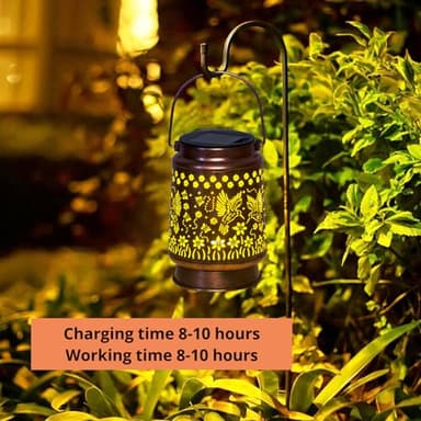 KIKUSUI Hummingbird Solar Lanterns Outdoor Waterproof Hanging, Fathers Day Gifts for Dad Mom Men Women, Metal Decorative LED Lanterns for Yard, Patio, Lawn, Tabletop, Pathway, Landscape, Garden Decor - Image 2