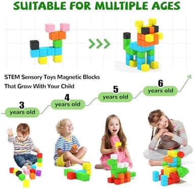 Magnetic Blocks for Toddlers -Classroom Must Haves STEM Learning Toys for 3-5 Year Old Boys & Girls, Safe & Strong Building Blocks with ASMR Sounds,Ideal Gifts for Kids 3+ - Image 4