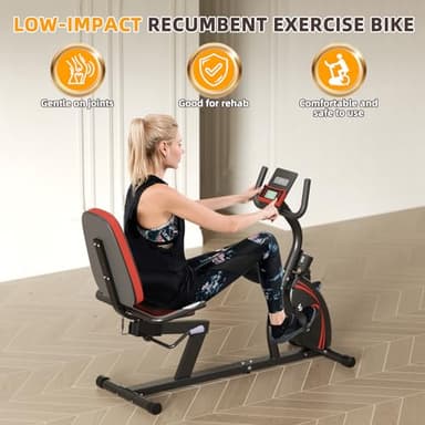 Vanswe Recumbent Exercise Bike for Adults Seniors - For Home Workout with 16 Levels Resistance, 380 lbs Weight Capacity, Bluetooth Connectivity and Pulse Sensor RB661(Red) - Image 3