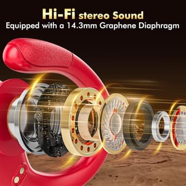 HAOYUYAN Wireless Earbuds, Sports Bluetooth Headphones, 80Hrs Playtime Ear Buds with LED Power Display, Noise Canceling Headset, IPX7 Waterproof Earphones for Workout/Running (Red) - Image 3