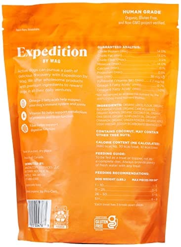 Amazon Brand - Wag Expedition Human Grade Organic Biscuits Dog Treats, Non-GMO, Pumpkin & Chia Seed, 10 oz, Pack of 1 - Image 2