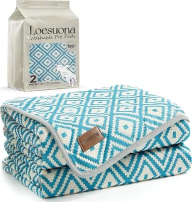 Washable Pee Pads for Dogs - 2 Pack Extra Thick Reusable Puppy Pads with Super Absorbency, Waterproof & Non-Slip Dog Pee Pads for Potty Training , Whelping , Playpen , Crate , Prevents Leakage 18"x24" - Image 1