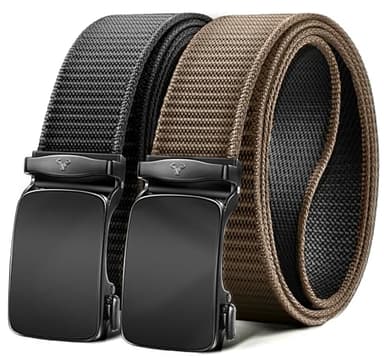 BULLIANT Men Belt-Reversible Ratchet Belt Stretchable for Gift Men Work Casual Golf 1 3/8"-Cut For Fit -2 In 1Belt(Black/Light Brown,34"-38" Waist Adjustable) - Image 1