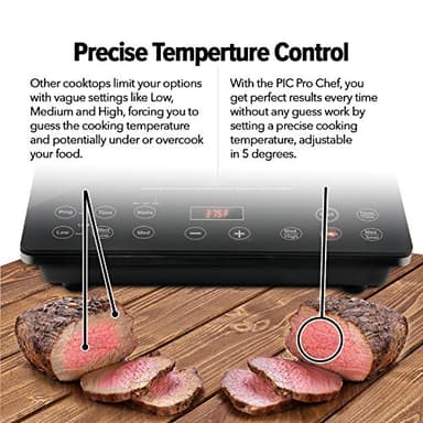 Nuwave Pro Chef Induction Cooktop, NSF-Certified, Commercial-Grade, Portable, Powerful 1800W, Large 8” Heating Coil, 94 Temp Settings 100°F - 575°F in 5°F, Shatter-Proof Ceramic Glass Surface - Image 4