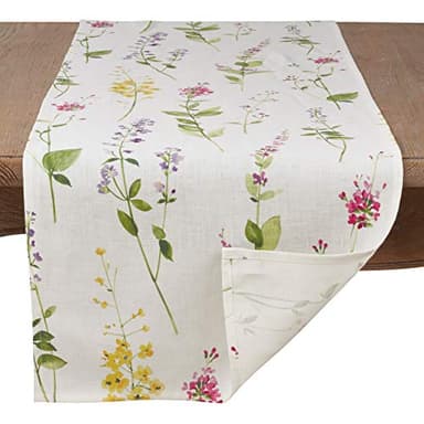 Watercolor Floral Stems Linen Table Runner - Image 2