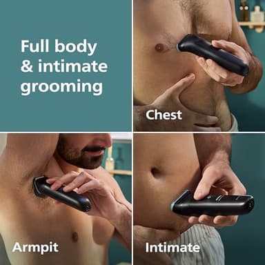 Philips Norelco Body Groomer 5000 Series, Intimate Hair Trimmer & Shaver for Men with Dual 100% Showerproof Full Body Shave & Trim Heads and Two Bi-Directional Body Hair Combs, BG5495/50 - Image 2