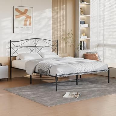 VECELO Full Size Metal Platform Bed Frame with Headboard and Footboard,Sturdy Slats Support Mattress Foundation, No Box Spring Needed,Dark Black - Image 7